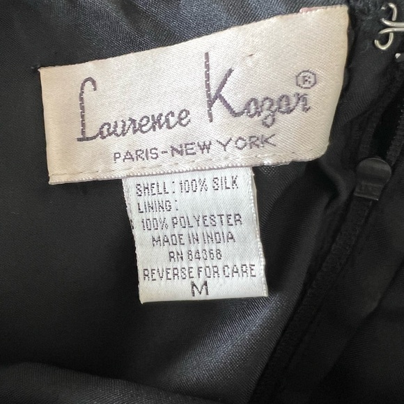 Laurence Kazar NY 100% Silk Shell Black Sequin  Beaded Cocktail Dress Size M - Picture 4 of 13